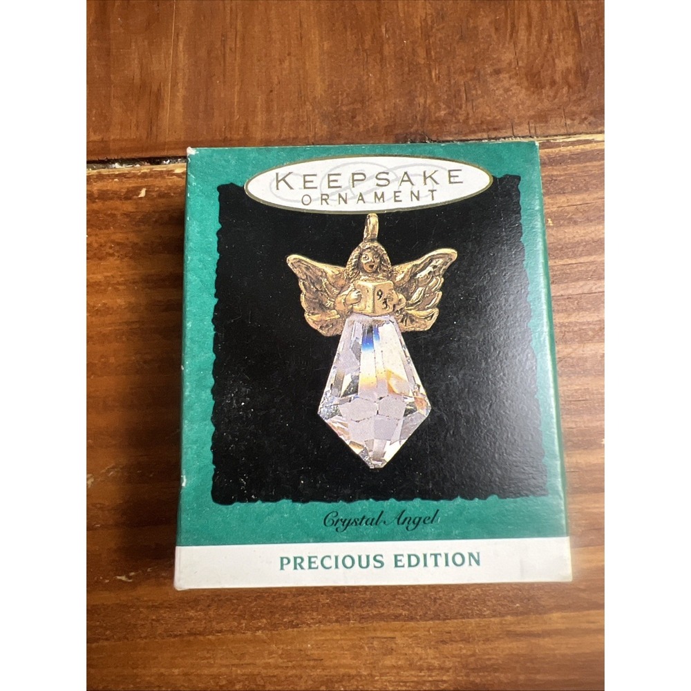 Hallmark Keepsake 1996 Crystal Angel Miniature Precious Ed. Ornament Gold-Plate‎